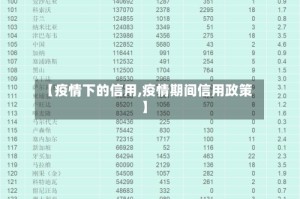【疫情下的信用,疫情期间信用政策】