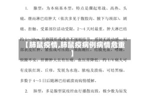 【肺鼠疫情,肺鼠疫病例病情危重】