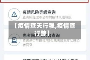 【疫情查天行程,疫情查行踪】