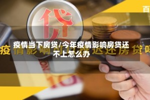疫情当下房贷/今年疫情影响房贷还不上怎么办