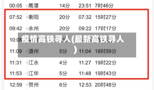 疫情高铁寻人(最新高铁寻人)-第1张图片